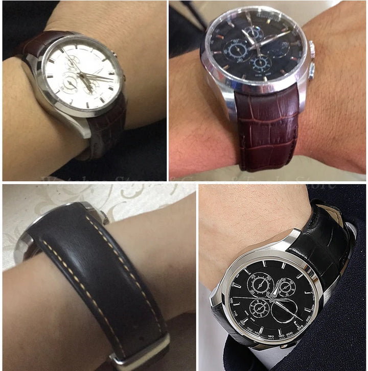 Calfskin Strap For Tissot T035 627/407/617 Genuine Leather Watch Band 22mm 23mm 24mm Butterfly Buckle Men Curved End Replacement