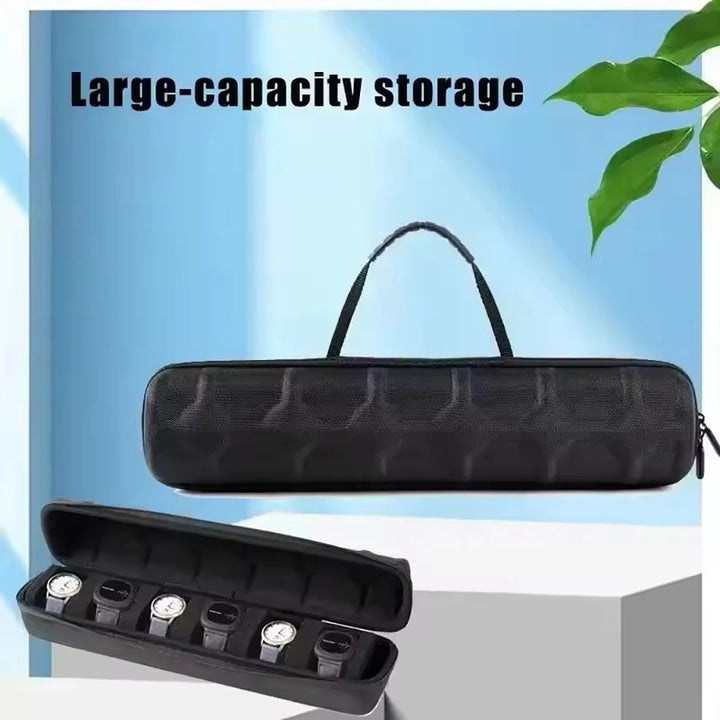 JUELONG Black Elegant Watch Box Organizer Portable Travel Case For Men and Women Ideal For Wristwatches & Smart Watches Collect