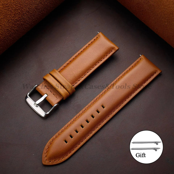 Vintage Cowhide Leather Watch Strap 18–26mm Quick Release – Universal
