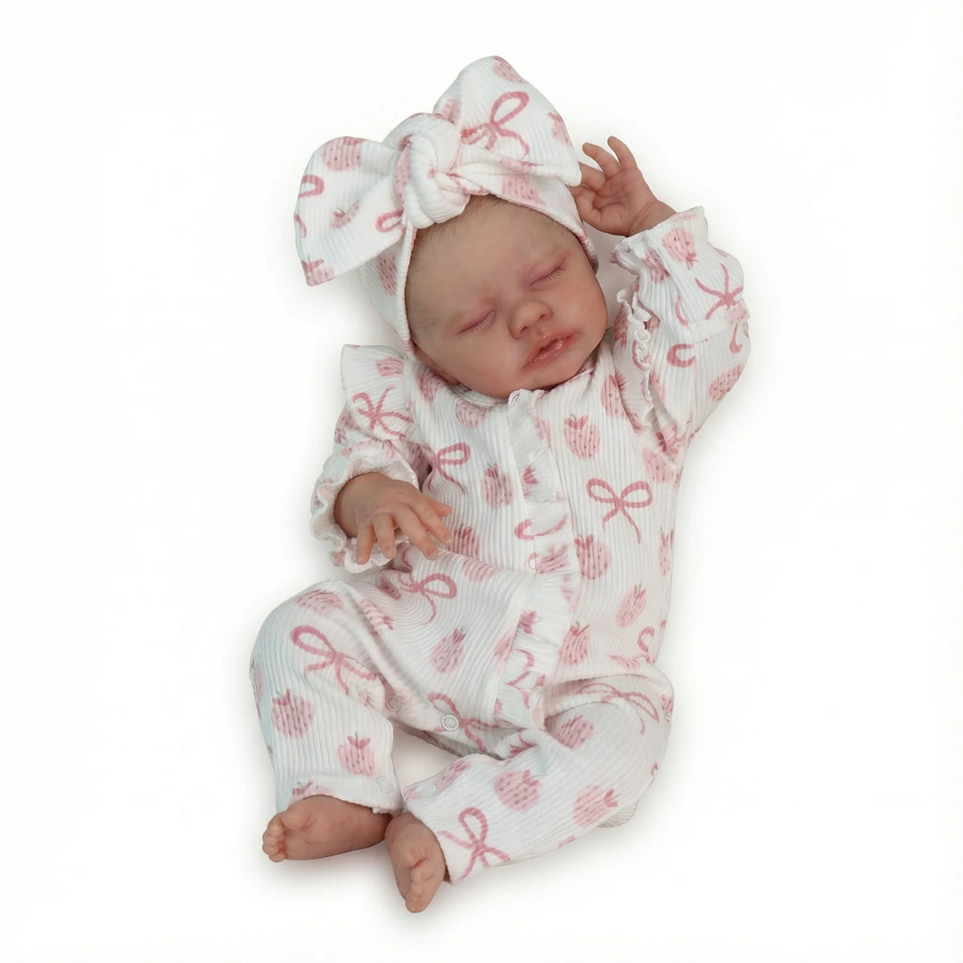 NPK 19inch Primrose Reborn Baby Doll Asleep Painted Hair Realistic 3D Skin Multiple Layers Hand-Painted Touch Doll Collectible