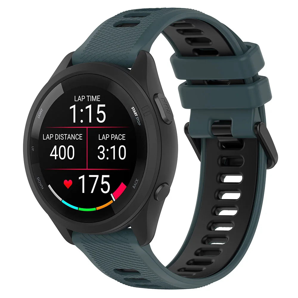 Two-Tone Silicone Watch Strap 18–22mm for Garmin Forerunner & Vivoactive 5