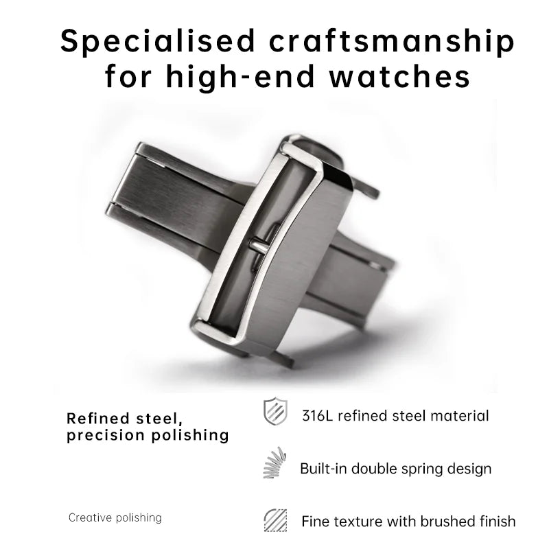 Maikes Stainless Steel Butterfly Watch Buckle 18-20mm