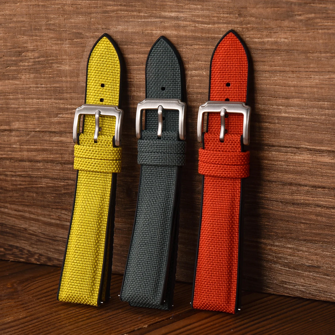 18/19/20/21/22mm Canvas Nylon Watch Strap Waterproof Sport Silicone Rubber Watch Bands Qucik Release Sailcloth Straps Women Men
