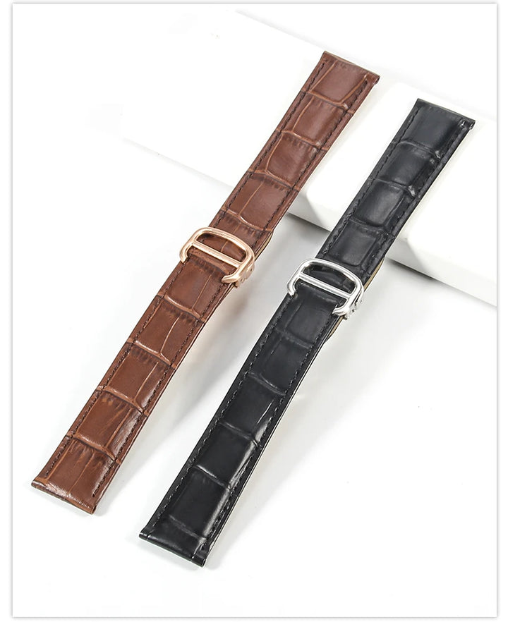 Genuine Leather Cartier Tank Solo Watch Strap 17–25mm (Brown & Black,