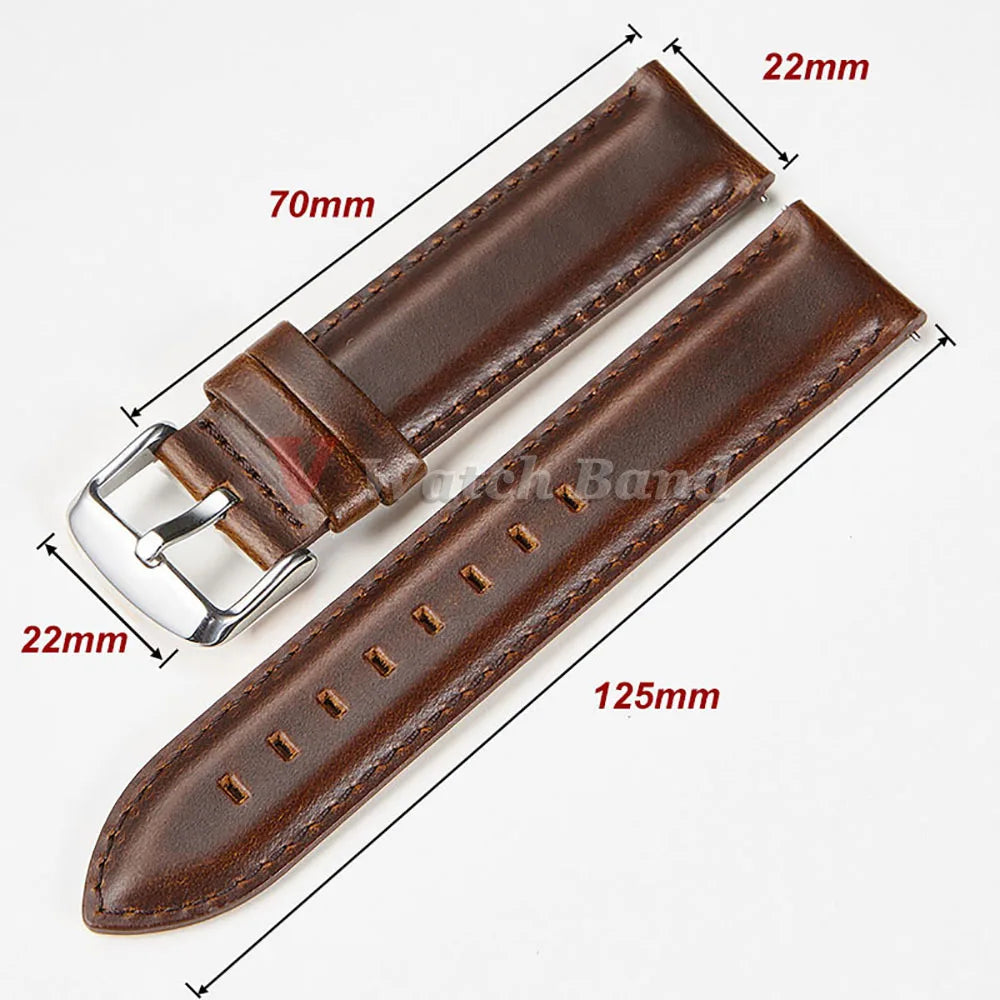 Gold Pin Buckle Brown Cowhide Leather Watch Strap – 18-26mm