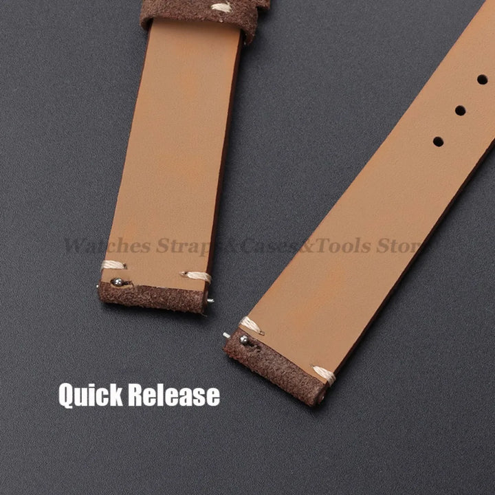Vintage Suede Leather Watch Band 14–22mm for Omega & Seiko (Handmade,