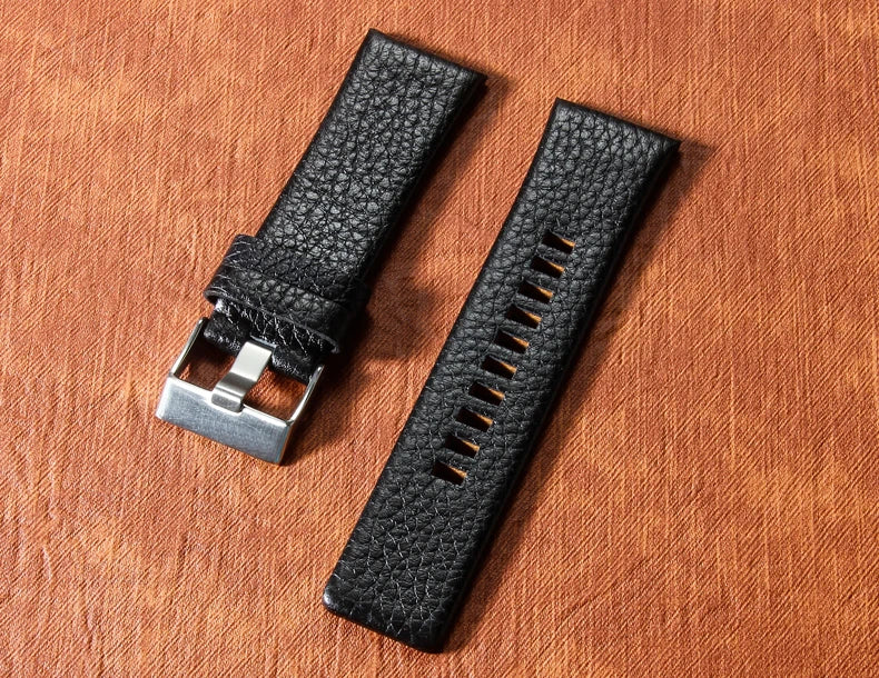 Genuine Leather Watch Strap for Diesel (22–30mm, Black)