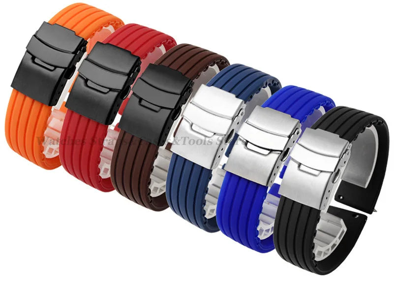 18mm 20mm 22mm 24mm Quick Release Silicone Watchband for Huawei Watch GT4/GT3 46mm for Seiko for Omega for Fossil Rubber Straps