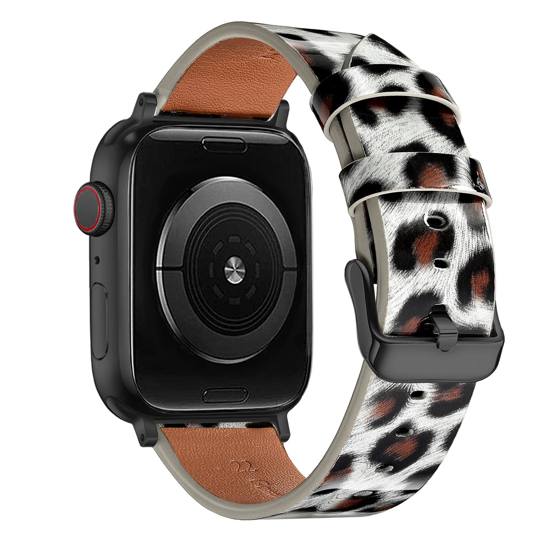 Leopard Leather Apple Watch Band for Women 38–49mm