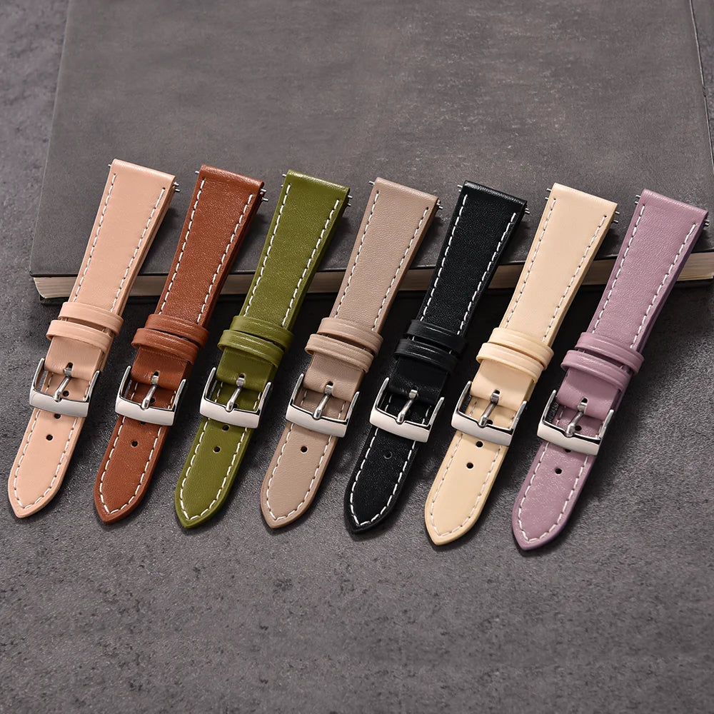 Ultra-Thin Quick Release Leather Watch Strap (20-22mm)