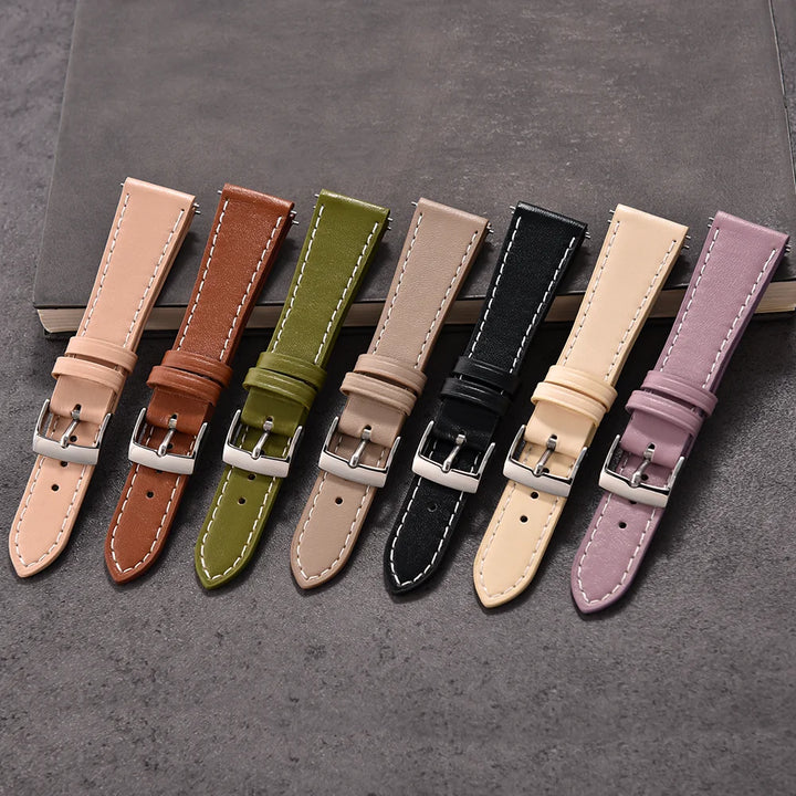 Ultra-Thin Quick Release Leather Watch Strap (20-22mm)