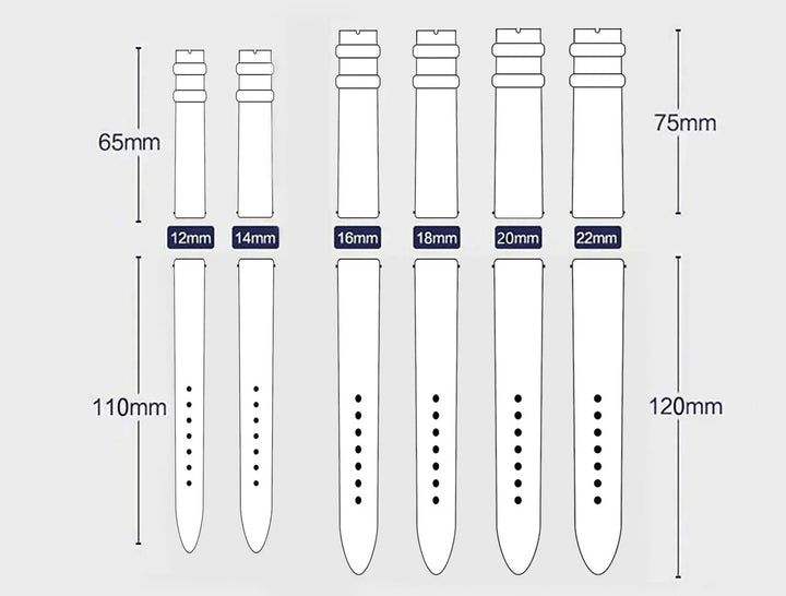 Minimalist Leather Watch Strap 12–22mm