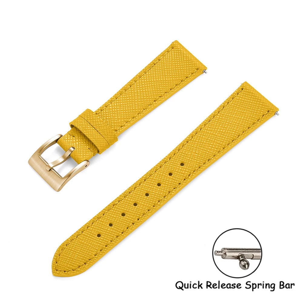 Quick Release Saffiano Leather Watch Strap – 18-24mm Universal