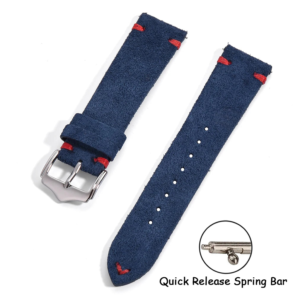 Vintage Suede Leather Watch Strap – 20-22mm Quick Release