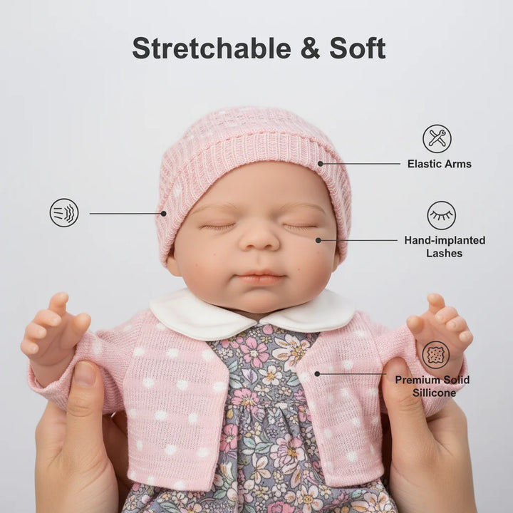 NPK 12inch Lifelike Reborn Doll Loulou Awake Flexible Elastic Platinum Silicone Soft Mouth Openable Super Solid
