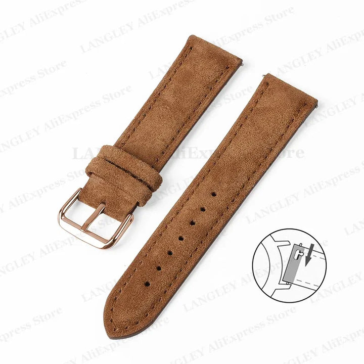 Vintage Suede Leather Watch Strap – 18/20/22mm, Quick Release