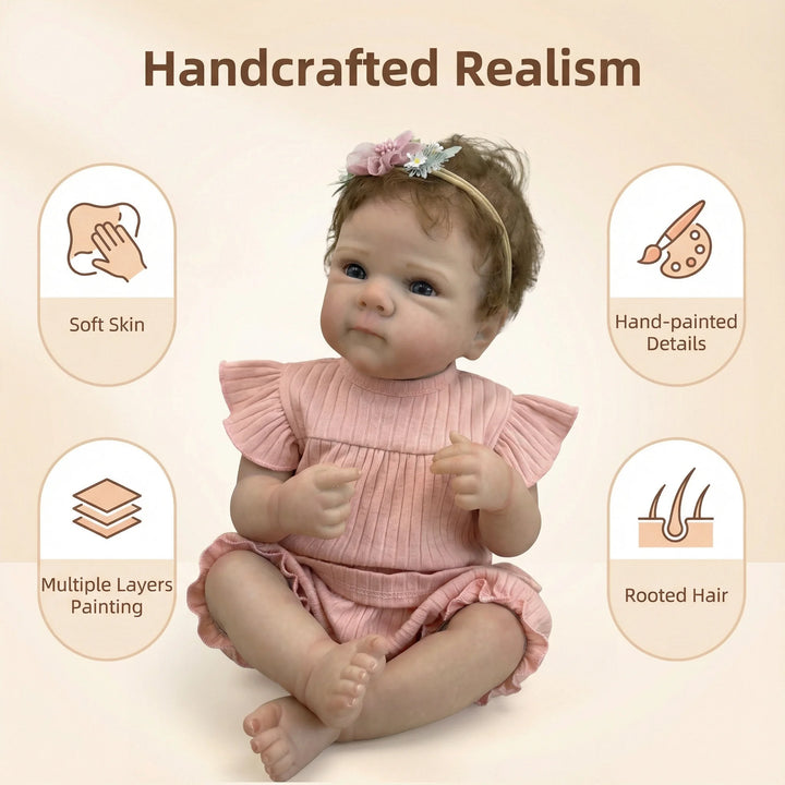 NPK Sofr 18-inch Bettie Reborn Baby Doll Vinyl Girl Handmade 3D Skin Visible Veins Collectible Art Doll for Christmas Gift