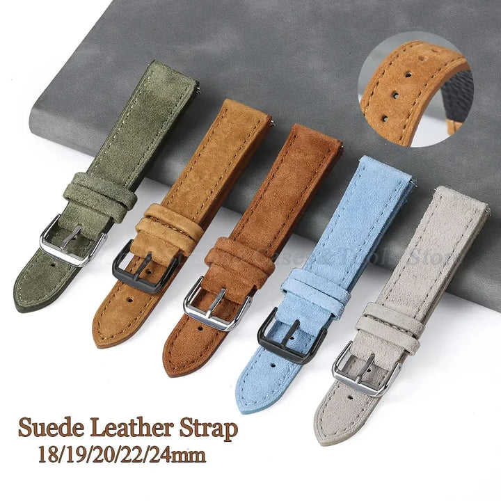 Suede Leather Watch Strap – 18–24mm for Seiko & Huawei GT Series