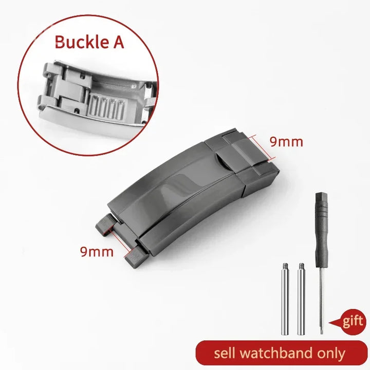 Rolex Daytona Stainless Steel Folding Buckle – Black & Rose Gold, 9×9 /