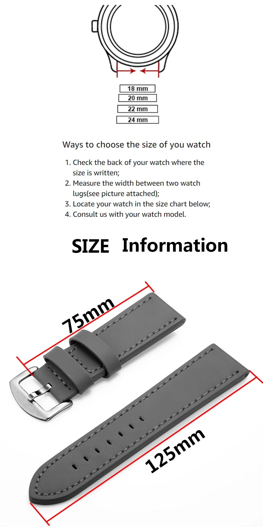 SAMCO Vintage Leather Watch Band 18–24mm