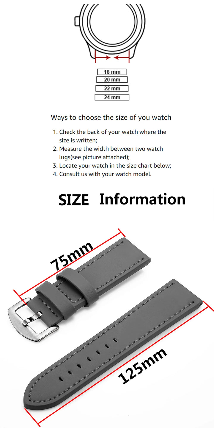 SAMCO Vintage Leather Watch Band 18–24mm