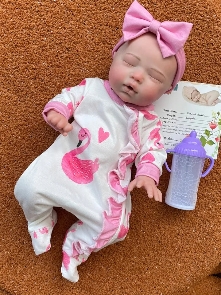 35 cm (13.7″) Soft Silicone Reborn Baby Girl – Full‑Body Handmade Doll