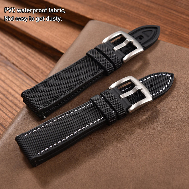 18/20/22/24mm Universal FKM Rubber Strap Waterproof Quick Release Sailcloth Leatehr Watch Band For Longines Seiko Omega IWC Belt