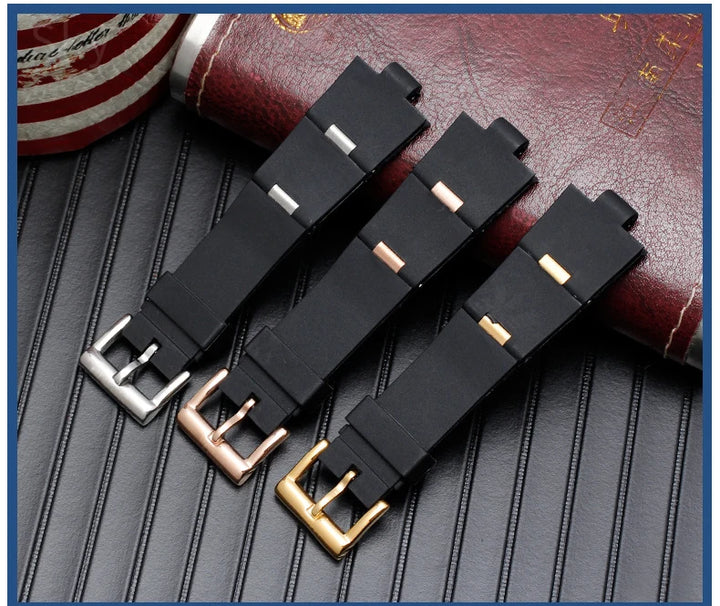 Black Rubber Replacement Watch Strap for BVLGARI (22/24mm)