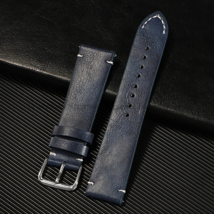 Vintage Leather Watch Strap – 18–24mm, Soft Quick-Release for Omega & Huawei GT4