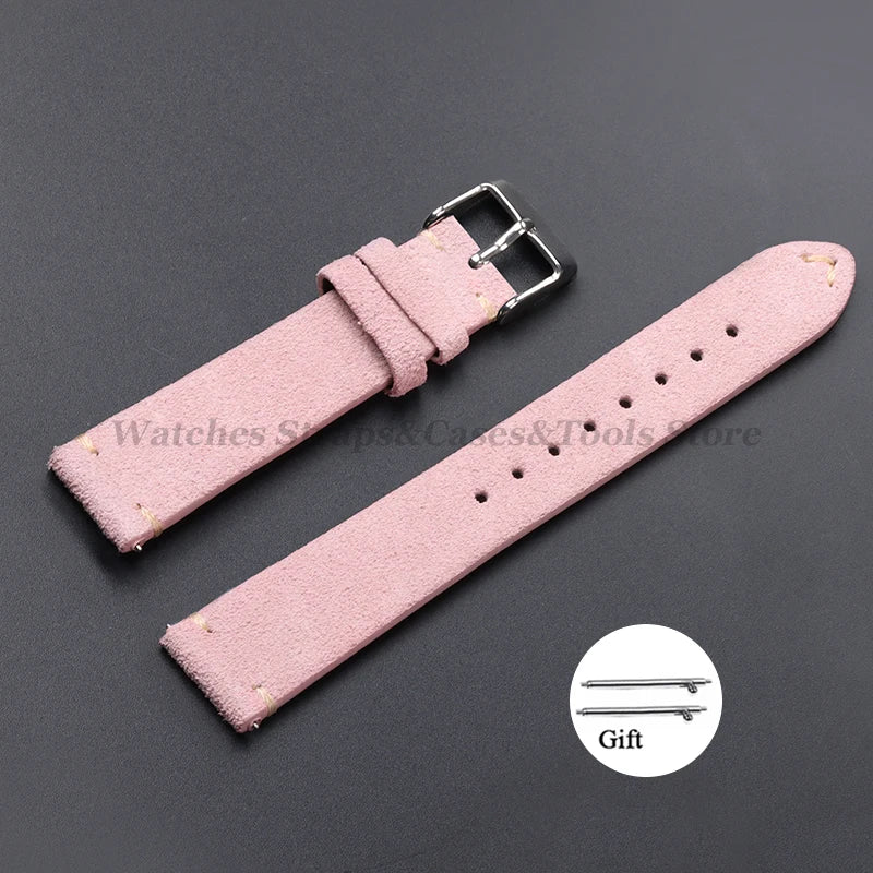 Vintage Suede Leather Watch Band 14–22mm for Omega & Seiko (Handmade,