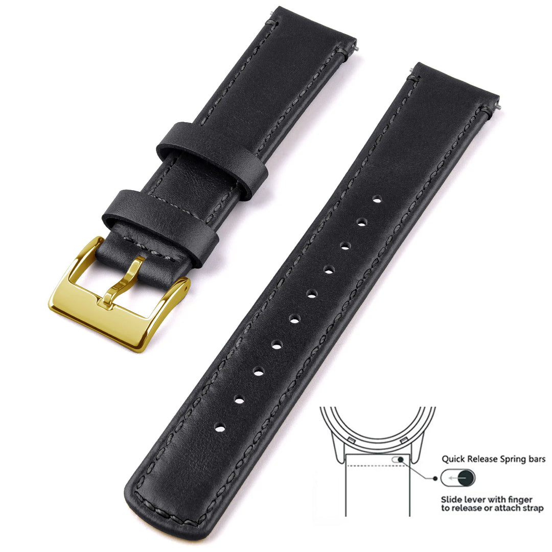 Top Grain Genuine Leather Quick Release Watch Band 20–22mm for Samsung Galaxy Watch