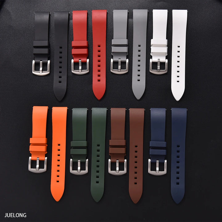 JUELONG New Classic FKM Fluorine Rubber Watch Strap Quick Release 18mm-19-20mm-21-22mm 23-24mm For Each Brand Diving Watch Bands