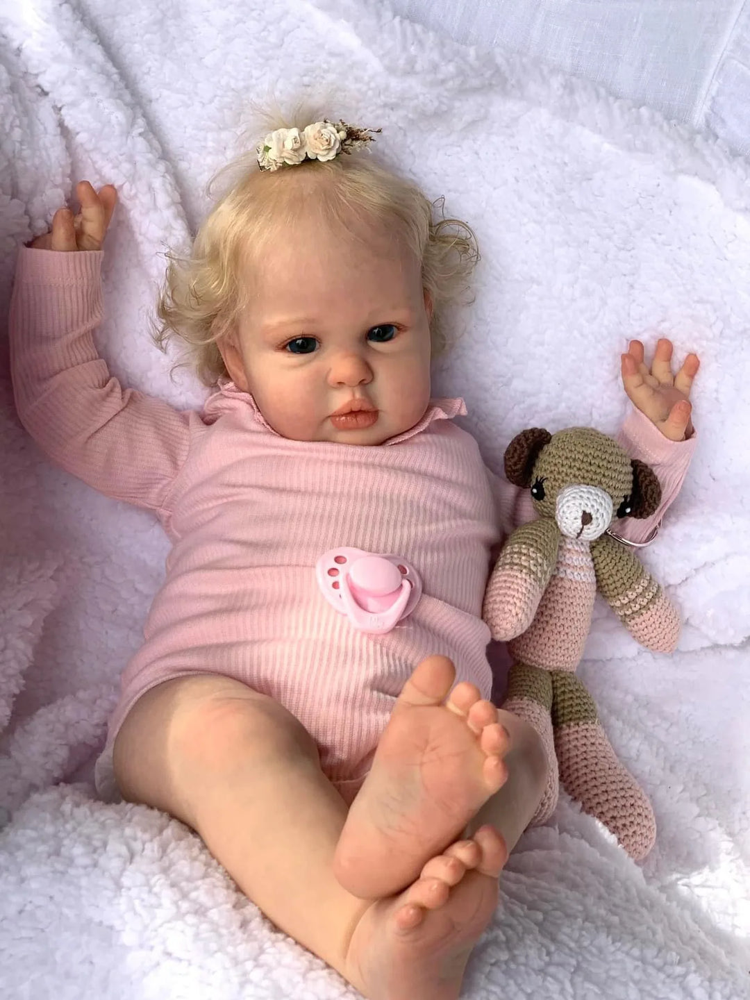 24" Ellie Realistic Toddler Girl Reborn Doll (Soft Touch, Hand‑Rooted Hair)