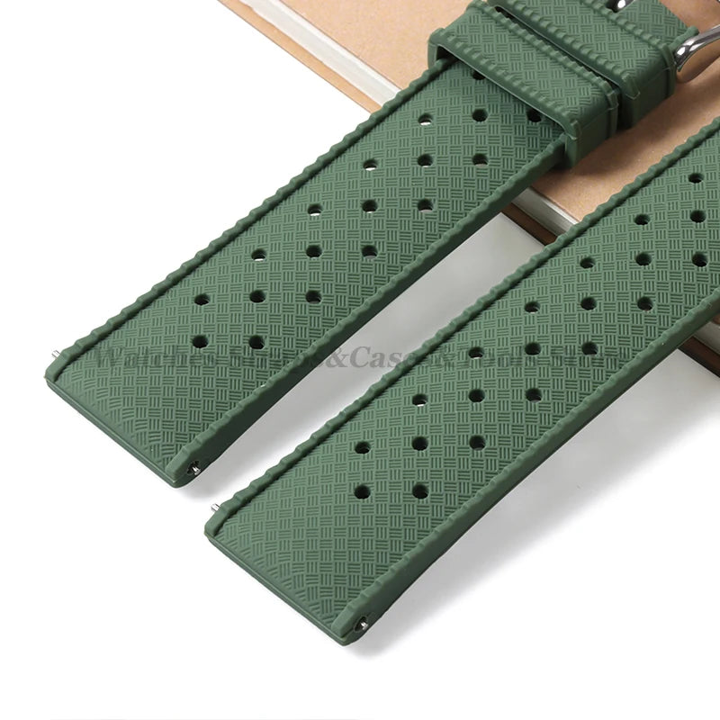 Tropical Silicone Watch Band Quick Release Strap 18mm 20mm 22mm for Oris for Seiko for Citizen Rubber Tropic Smart Watch Straps