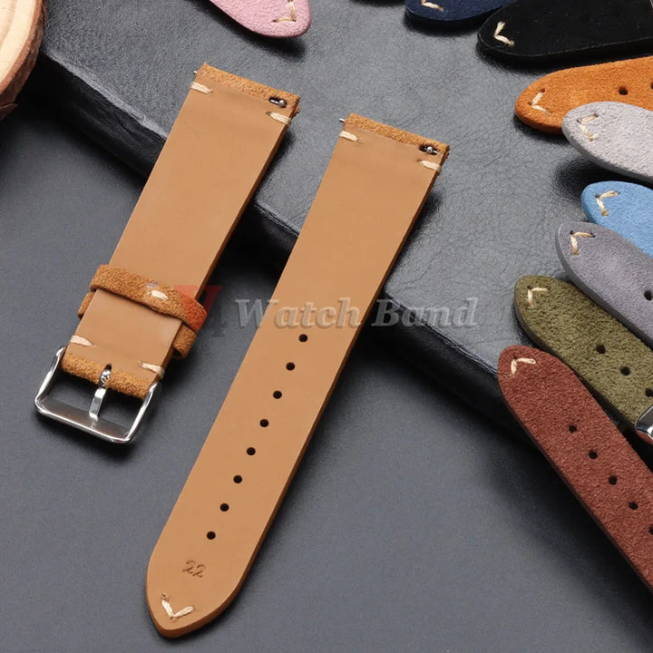 Quick Release Soft Suede Leather Watch Strap (14–22mm)