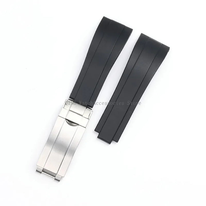 Rubber Silicone Watch Strap for Rolex Oysterflex – 20mm, Folding Buckle