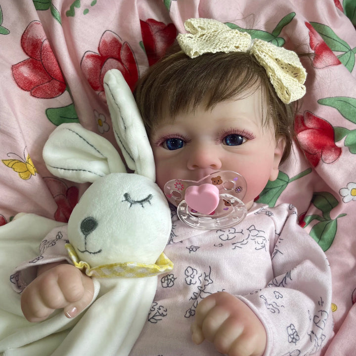 45 cm Felicia Reborn Baby Doll – Realistic Vinyl with Hand‑Rooted Hair & Open Blue Eyes