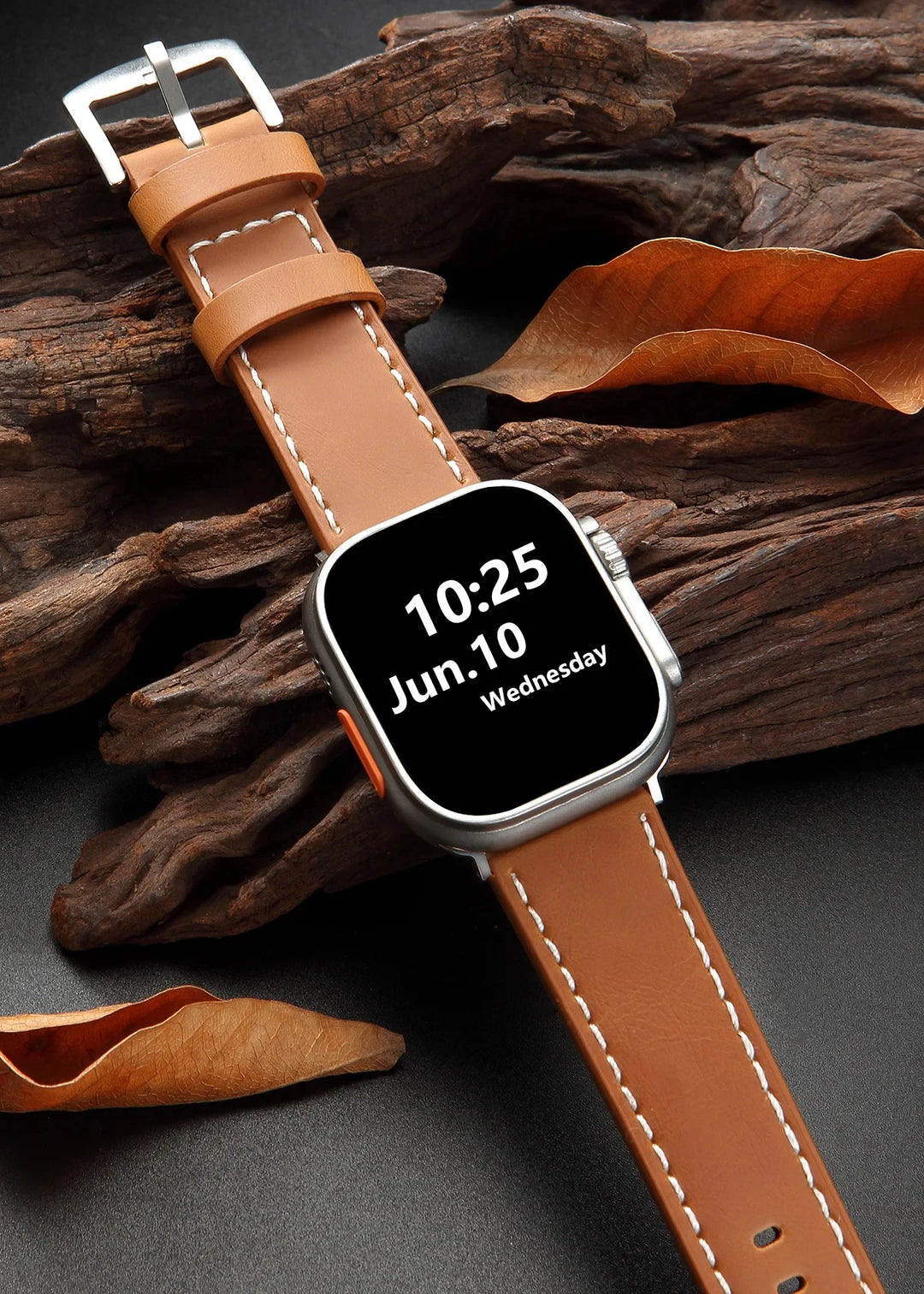 Fashion Vintage Leather Watch Strap – 18–24mm, Stainless Steel Buckle