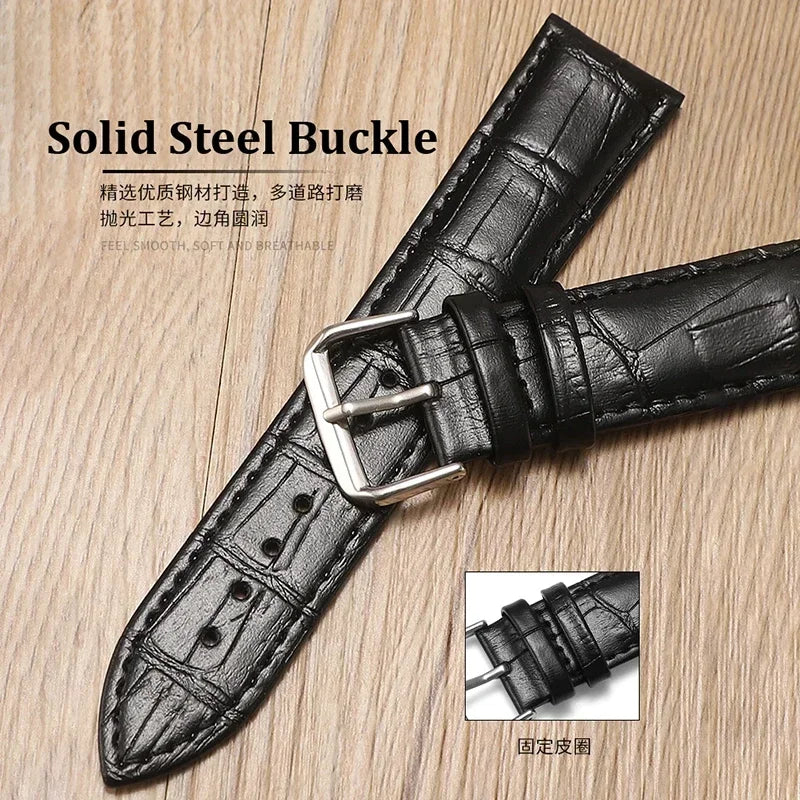 Genuine Calfskin Leather Watch Strap (10–24mm Universal)