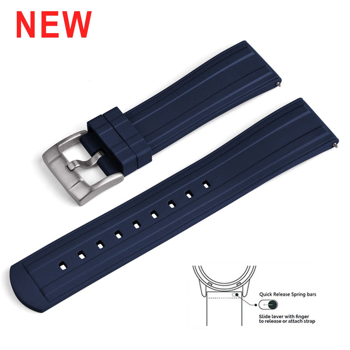 New Design Frosted Grain HNBR Rubber Watch Strap 20mm 22mm Original Locking Feature Quick Release Diving OSAND Rubber Watch Band