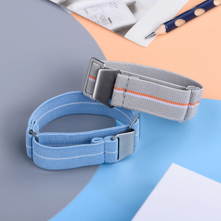 NATOBELT 60s French Troops Parachute Bag Elastic Strap 20mm 22mm Nylon Watchbands Man's Universal Smart Watch Fabric Wristband