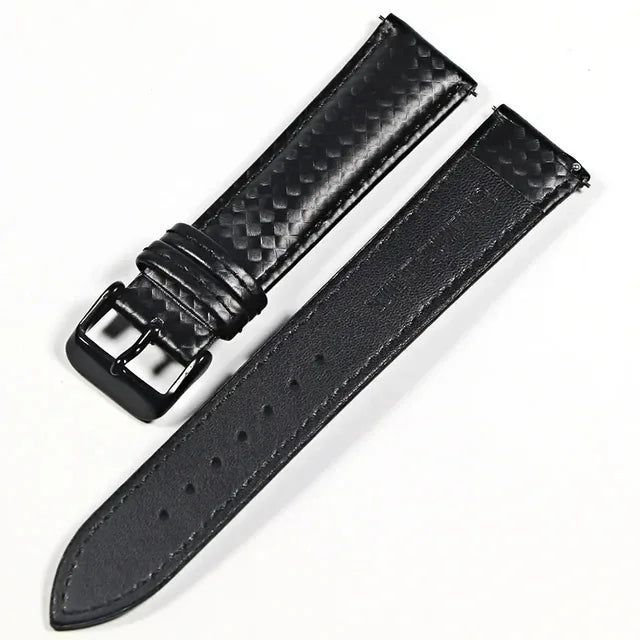 Genuine leather bracelet Carbonfiber grain Watchband 18mm 20mm Red Orange stitching watch band 20mm 22mm watch strap