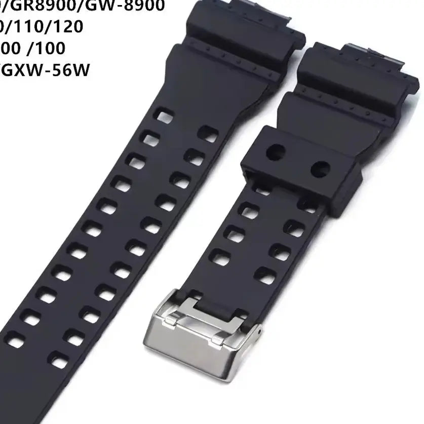 16mm Black Silicone Waterproof Watch Strap