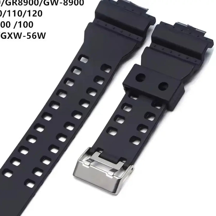 16mm Black Silicone Waterproof Watch Strap
