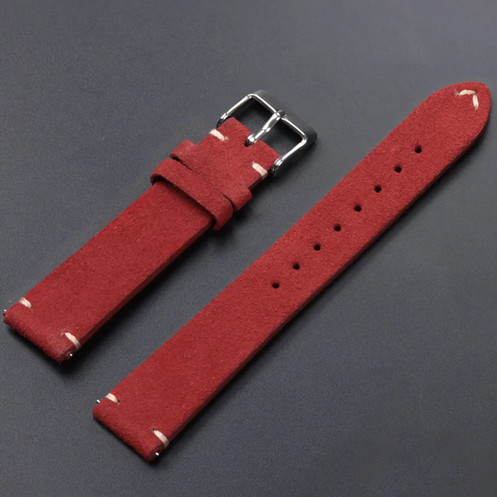 Quick Release Soft Suede Leather Watch Strap (14–22mm)