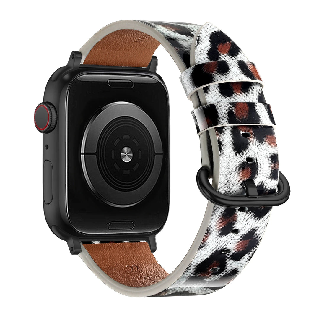 Leopard Leather Apple Watch Band for Women 38–49mm
