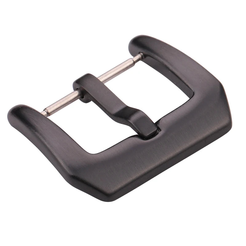 Metal Watch Buckle – 18–24mm, 316L Stainless Steel, Silver/Black