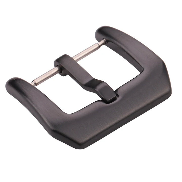 Metal Watch Buckle – 18–24mm, 316L Stainless Steel, Silver/Black