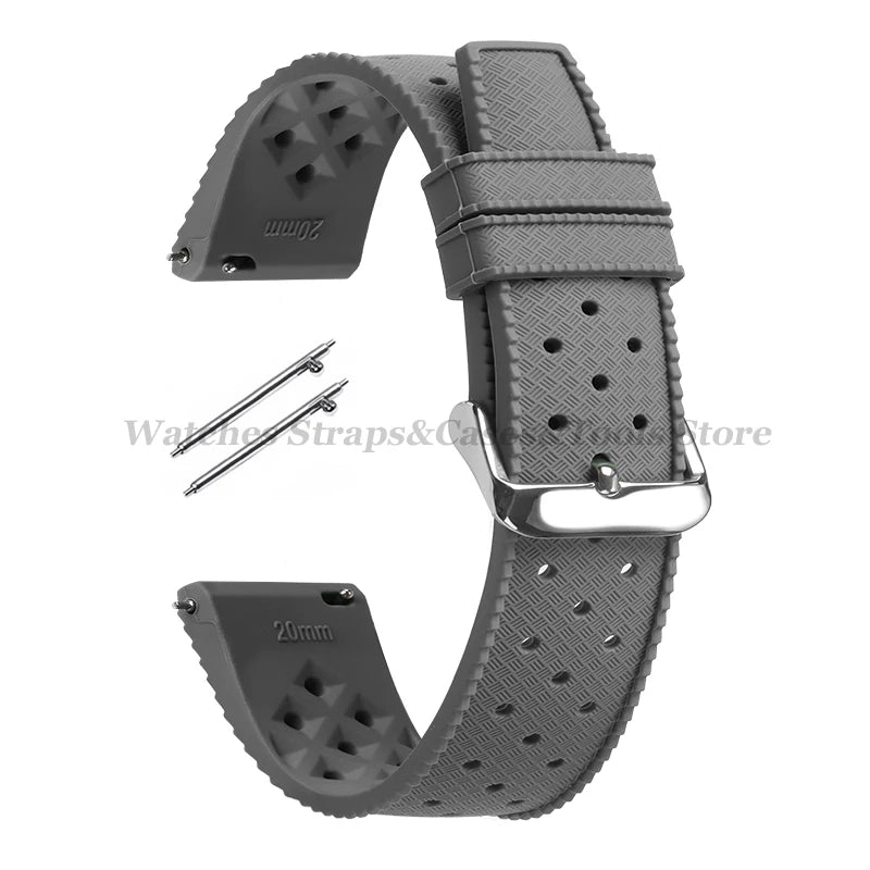 Tropical Silicone Watch Band Quick Release Strap 18mm 20mm 22mm for Oris for Seiko for Citizen Rubber Tropic Smart Watch Straps