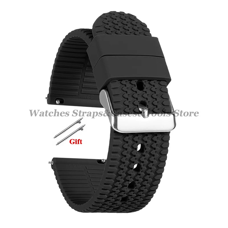 Soft Silicone Rubber Watch Band 18–24mm for Omega & Huawei (Quick